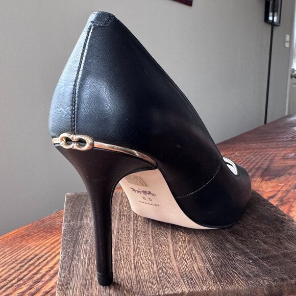 Coach Black 8.5 Wiley Leather Pump - Picture 1 of 4
